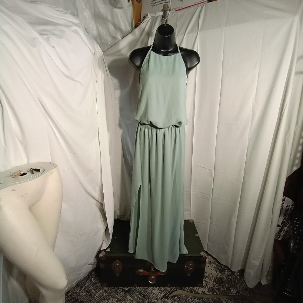 SHOW ME YOUR MUMU gray/green maxi halter dress